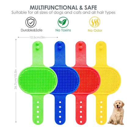 2 Pack Dog Grooming Brush, Premium Soft Silicone Pet Bath Brushes with Adjustable Handle, Shampoo Soothing Comb for Wet Dry Long Short Haired Dogs & Cats Massaging, Deshedding