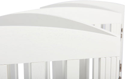 SPIRICH 96" Extra Wide 28" Tall Wooden Freestanding Foldable Dog Gate, Pet Gate Indoor, 4 Panels, White