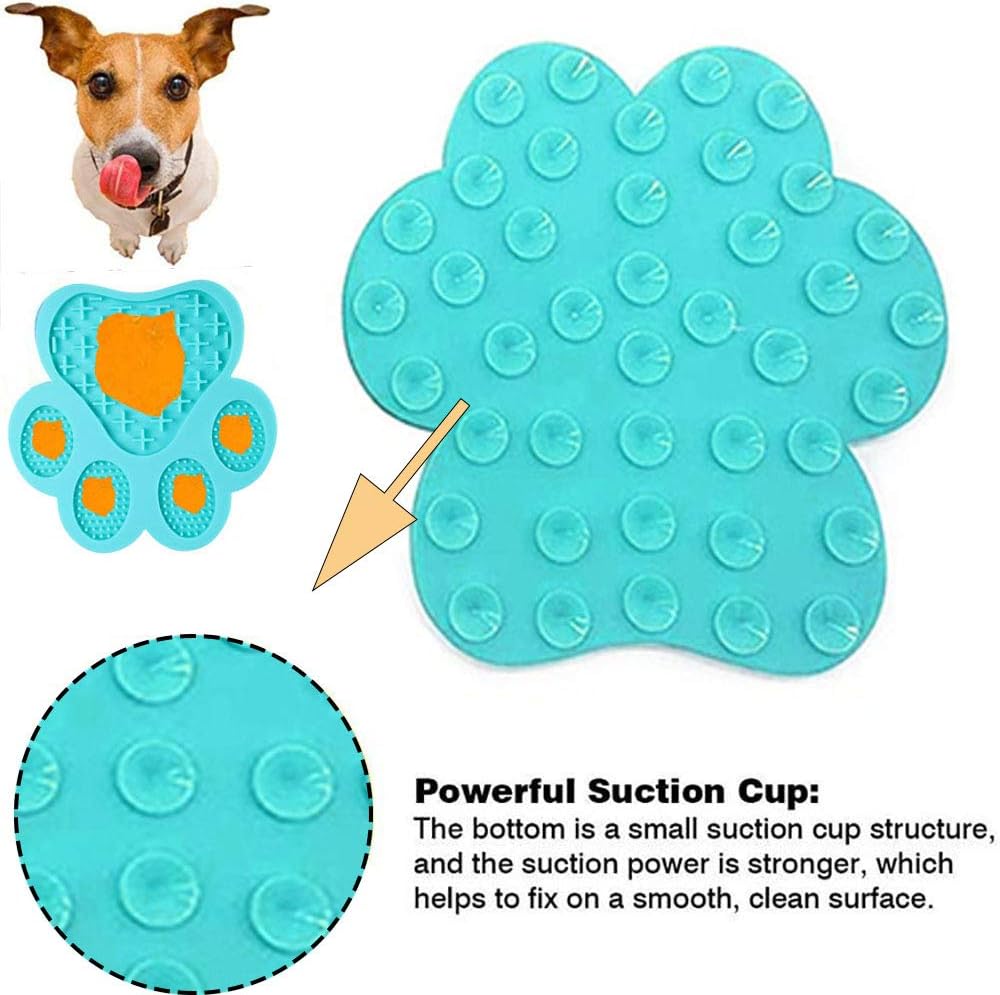 Dog Licking Mat for Anxiety Peanut Butter Slow Feeder Bowls Licking Pad with Strong Suction to Wall for Pet Bathing,Grooming,and Dog Training (Red)
