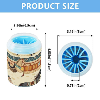 Dog Paw Cleaner Cups for Dogs Pet Foot Washer Paw Scrubber for Medium Small Dogs Cats Cleaning Cup Cute Yellow Fiesta Guitars Cacti and Ethnic Birds