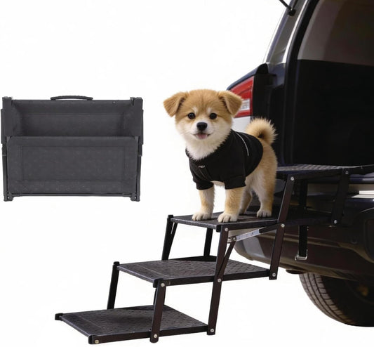 Dog Stairs 5 Steps Foldable Dog Ramp with Non-Slip Surface, Portable Dog Steps for Cars,SUV and Truck, Supports up to 250 lbs