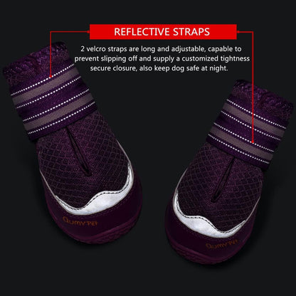 QUMY 4PCS Dog Boots for Large Dogs, Medium Dog Shoes & Paw Protectors for Hot Pavement, Summer Heat Protection, Mesh Breathable Nonslip Dog Booties for Hardfloors, Walking Running Hiking Black Size 6
