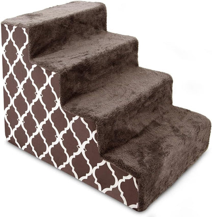 Best Pet Supplies Dog Stairs & Steps - Foam Steps for Small Dogs & Cats, Non-Slip Indoor Balanced Pet Step Support, Dog Ramp, No Assembly, Ash Gray Linen, 2-Step (12-inch Height)
