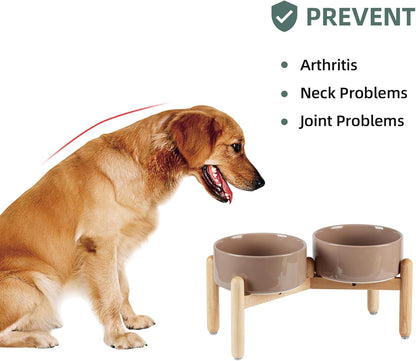 Havniva 8.3inch Ceramic Raised Dog Bowl with Stand, Elevated Dog Bowls for Large Breed Dog Food and Water Bowl Non-Slip Dog Dish Large Capacity Feeding Pet Water Bowl