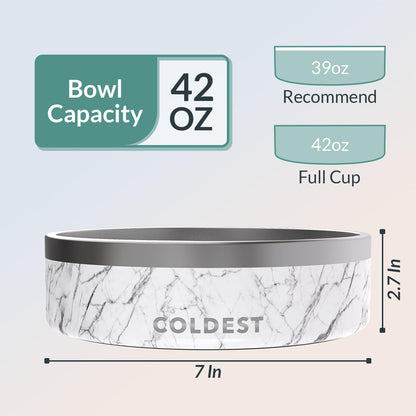 Coldest Dog Bowl - Anti Rust Metal, Non Slip, 3 Layers Insulated Stainless Steel Dog Bowls - Spill Proof & Heavy Duty - Water Bowl for Dogs, Cats & Pets, Dish Washer Safe (21 oz, Stealth Black)