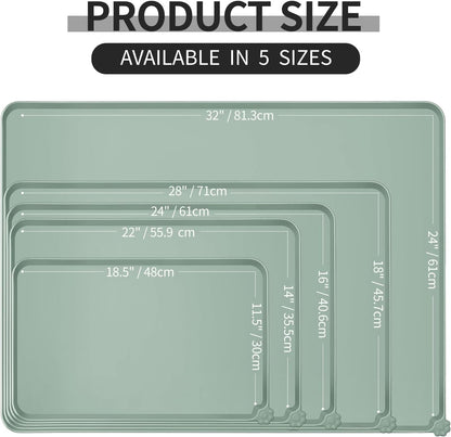 Reopet Waterproof Pet Feeding Mat, Non-Slip Silicone Placemats for Dog Cat Food and Water Bowl, High Raised Edges to Prevent Spills and Protect Floors