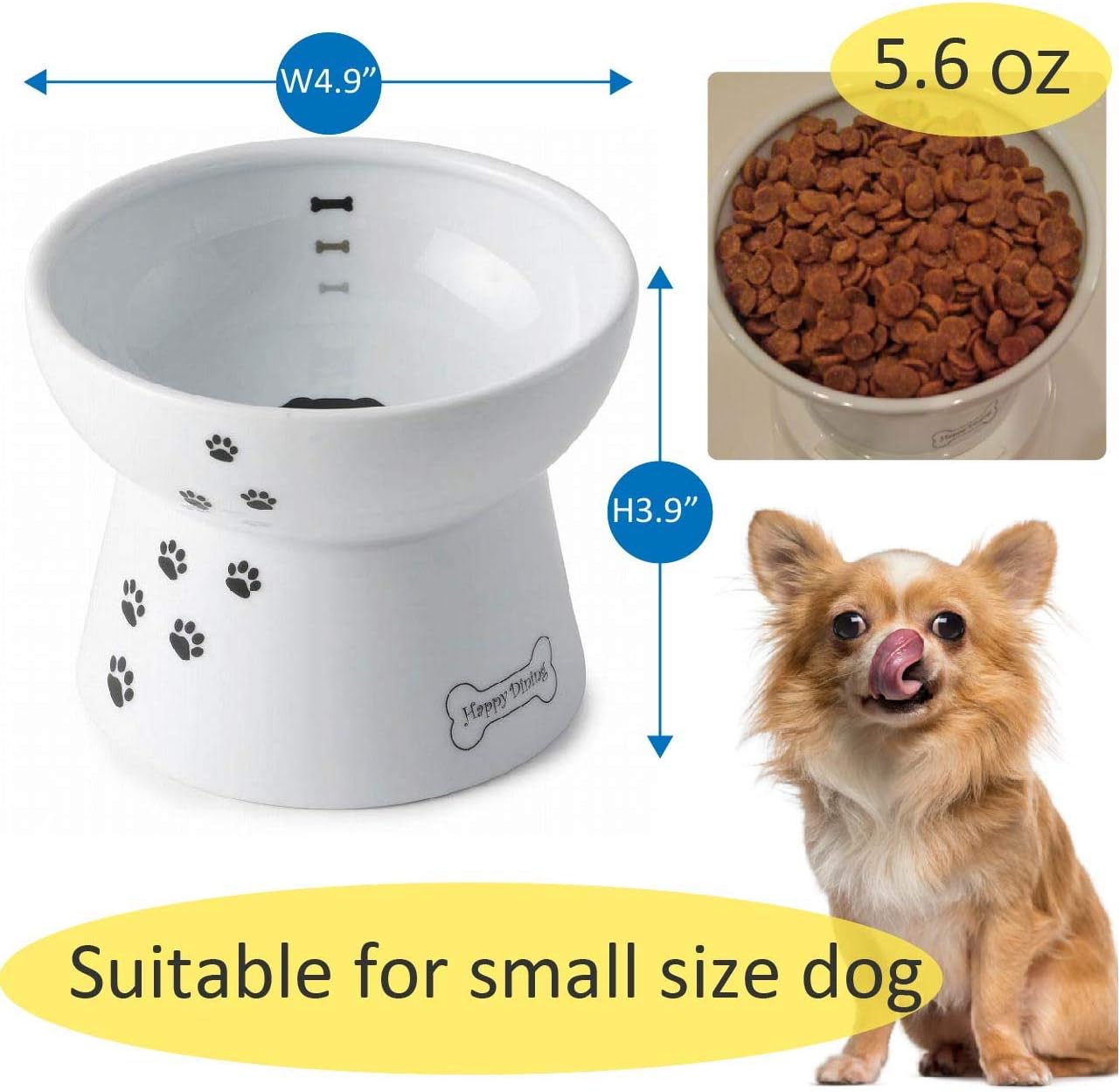 Necoichi Raised Dog Food Bowl, Elevated, for Dogs and Cats, Pets Feeding Feeder Non-Slip for Small Dogs Dishwasher and Microwave Safe, No.1 Seller in Japan! (Dog, Extra Wide Tilted)