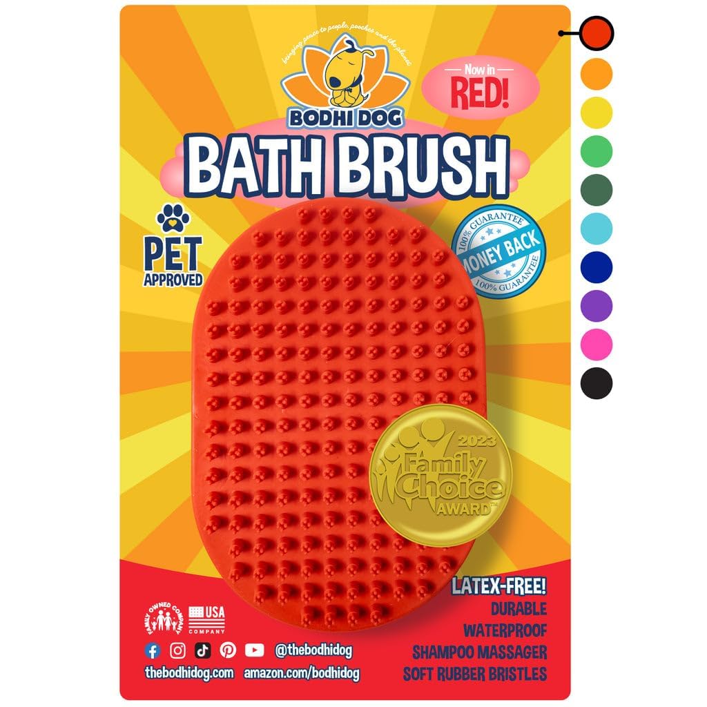 Bodhi Dog Shampoo Brush - Pet Grooming & Bath Supplies for Dogs and Cats - Bath Brush for Long & Short Hair - Premium Scrubber for Shower, Bathing & Massage (One Pack, Blue)