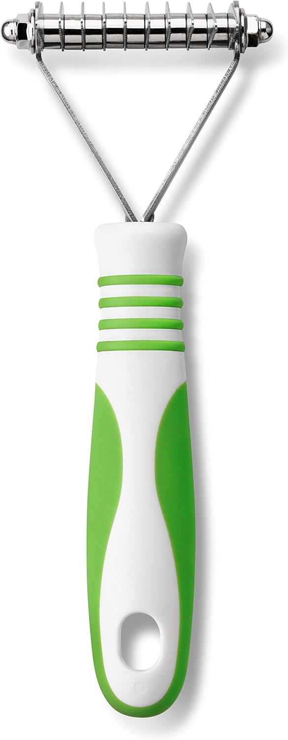 Andis 66050 De-Matting Rake with 10 Blades - Grooming Brush with Safety Edges & Promotes Healthy Skin & Coat - Non-Slip Handle, De-Shedding & Perfect for Long-Haired Breeds – 1 Pack, Green