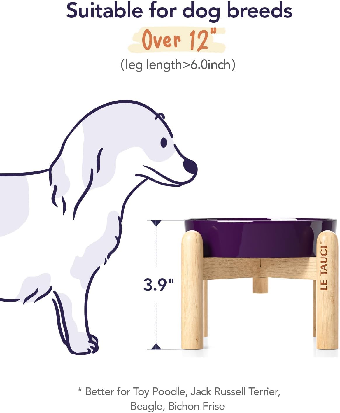 LE TAUCI Dog Bowls Slow Feeder Ceramic, 1.5 Cup Slow Feeding Bowl for Small and Medium Breed, Puzzle Dog Food Bowl for Fast Eater, Maze Purple
