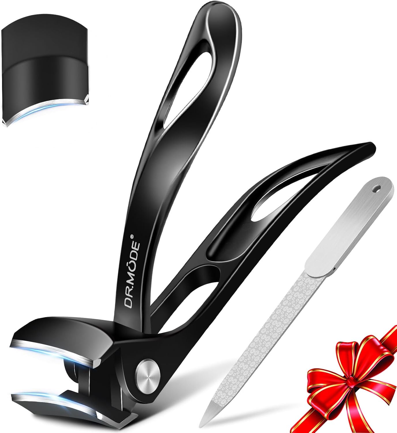 Toenail Clippers for Seniors Thick Toenails, Upgrade Angled Head Large Toe Nail Clippers for Men with Wide Jaw Opening, Sharp Heavy Duty Fingernail Clipper Cutter with Catcher Long Handle -Black