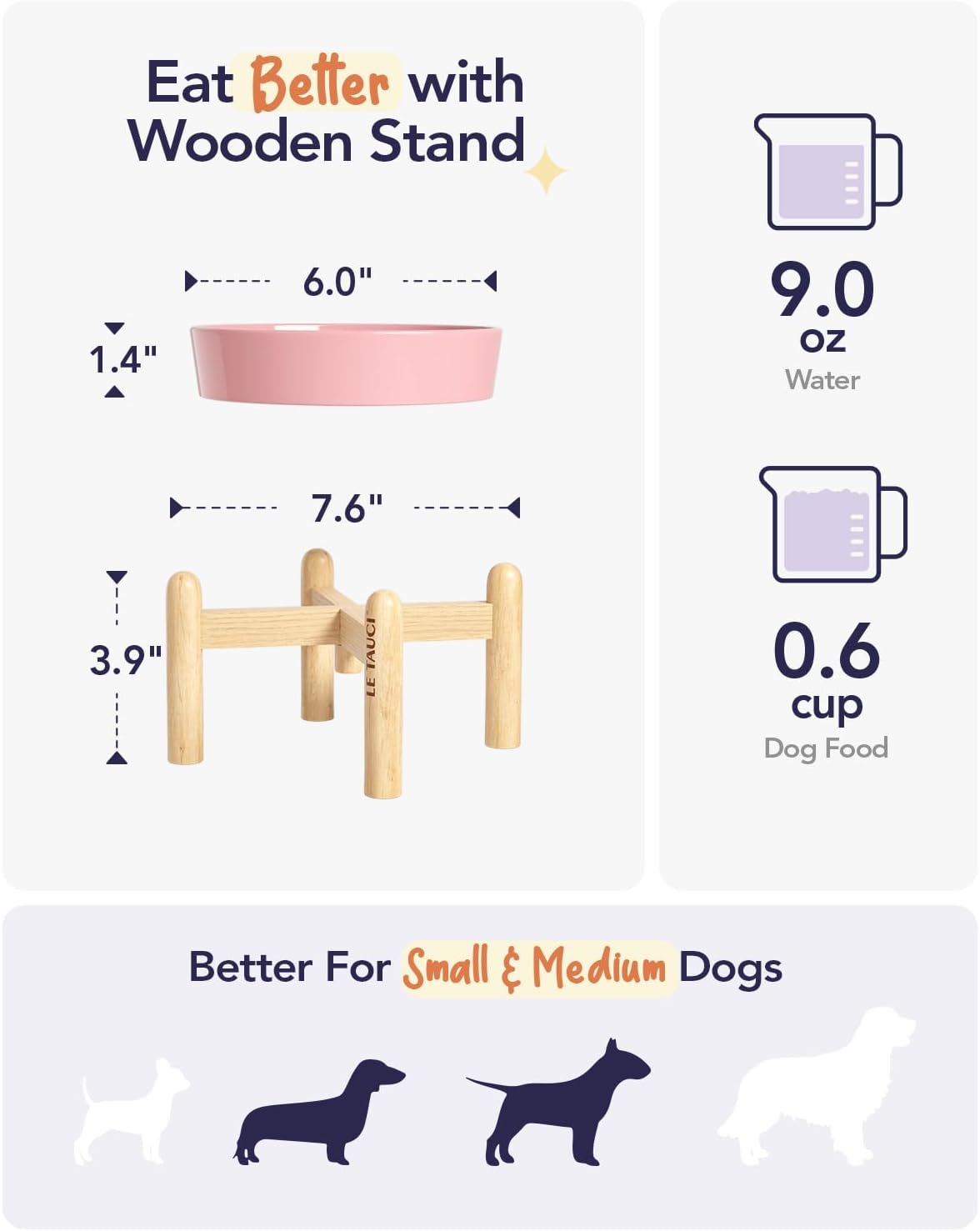LE TAUCI Dog Bowls Slow Feeder Ceramic, 1.5 Cup Slow Feeding Bowl for Small and Medium Breed, Puzzle Dog Food Bowl for Fast Eater, Maze Purple