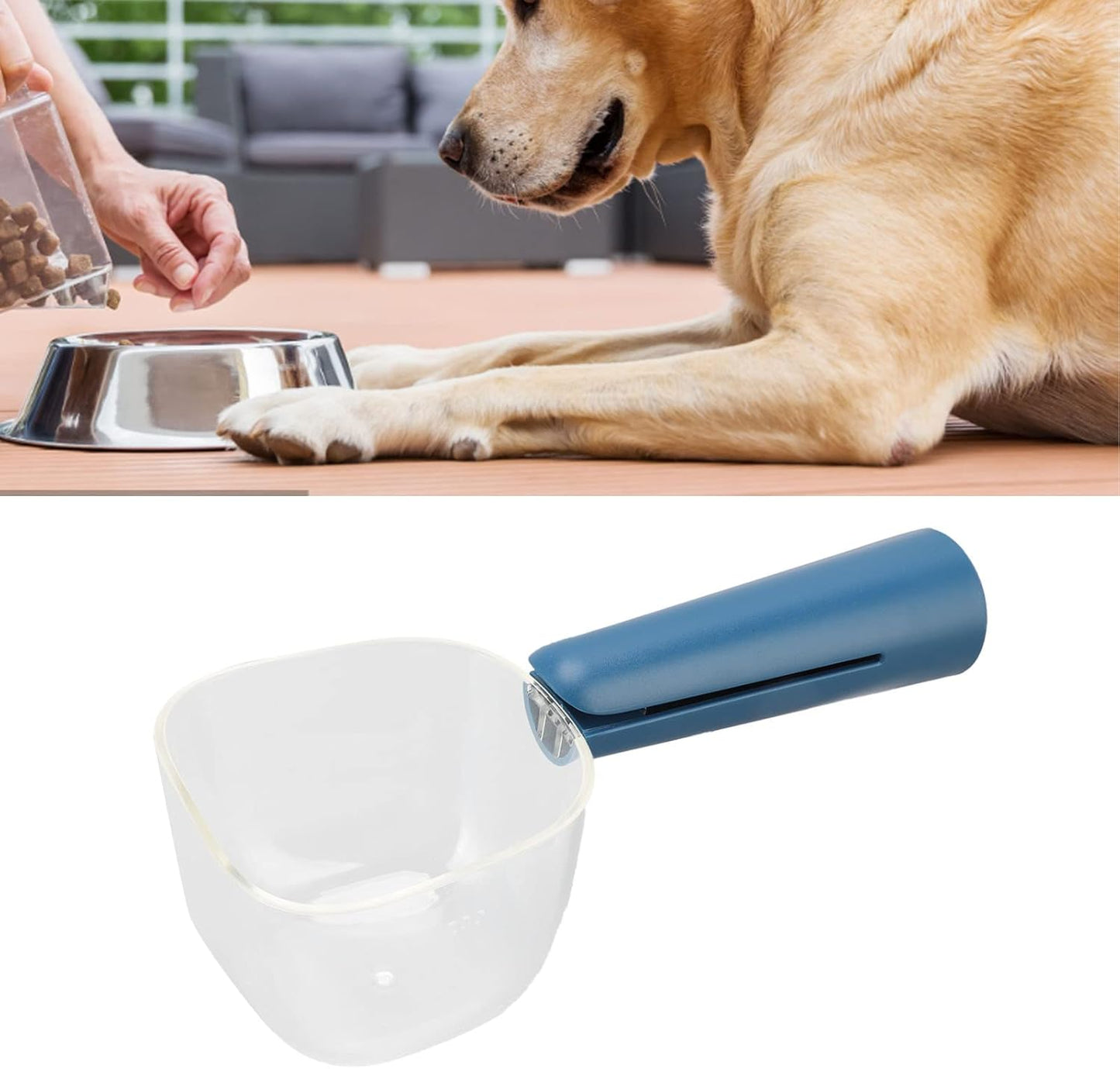Transparent Pet Food Scoop with Clip Handle, 250 ml Capacity, Easy to Clean Dog Food Scoop (White)