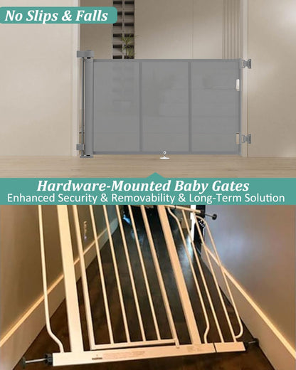 Miumoon 120 inch Retractable Baby Gates 34 inch Tall, Retractable Gate with Reinforced Strip Design to Prevent Crawling Through, 10 FT Extra Wide Retractable Dog Gate for Indoor/Outdoor