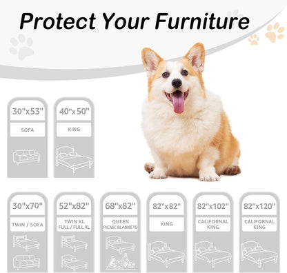 hyha Waterproof Dog Bed Blanket, Soft Pet Blankets, Waterproof Couch Cover for Dogs, Reversible Sofa Covers Washable for Furniture (30x70 Inch, Taupe/Beige)