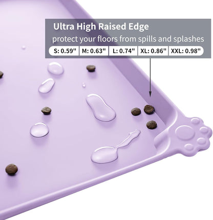 Reopet Waterproof Pet Feeding Mat, Non-Slip Silicone Placemats for Dog Cat Food and Water Bowl, High Raised Edges to Prevent Spills and Protect Floors