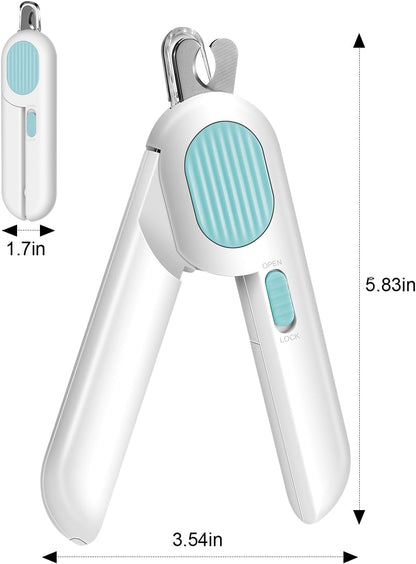 Odoland Cat Nail Clipper with LED Light and Nail File, Dog Claw Trimmer with Bright Light to Avoid Excessive Cutting - Pet Grooming Tool for Tiny Dog Cat Kitten Bunny Rabbit Pink