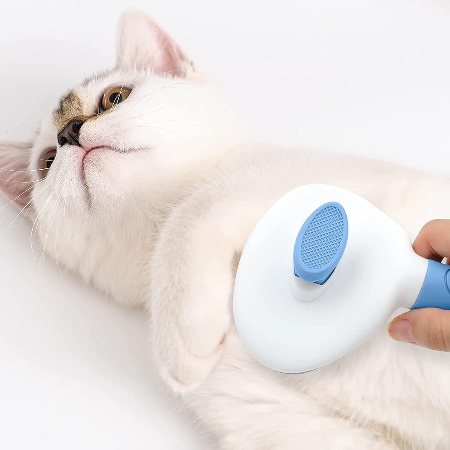 Cat Brushes for Indoor Cats, Dog Brush for Shedding with Metal Cat Comb, Self Cleaning Pet Hair Brush with Release Button for Grooming Kitten(Pink)