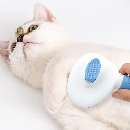 Cat Brushes for Indoor Cats, Dog Brush for Shedding with Metal Cat Comb, Self Cleaning Pet Hair Brush with Release Button for Grooming Kitten(Pink)