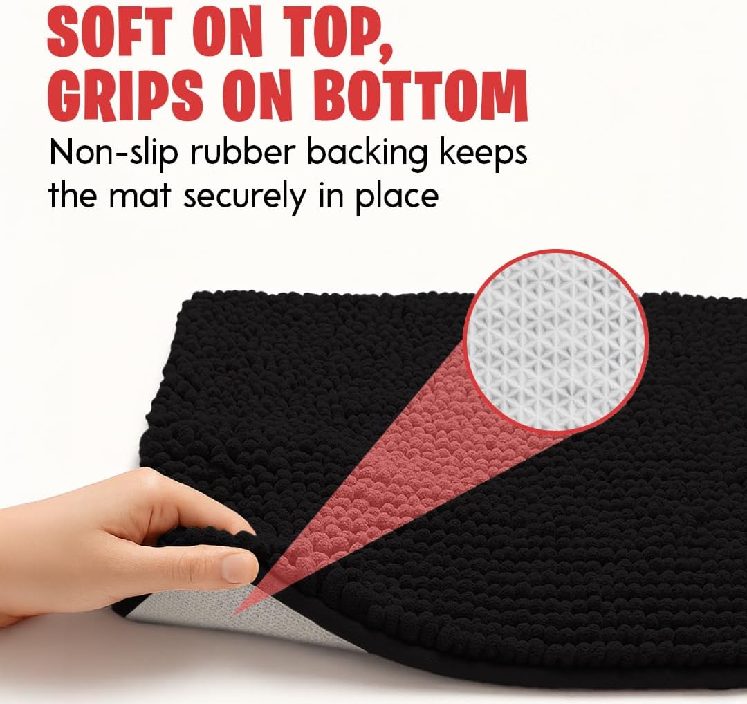 MudGuard Mat™ Dog Door Mat for Muddy Paws, Super Absorbent Microfiber, Non-Slip Indoor Mat, Quick Dry Chenille Mud Mat for Dogs & Entryway, Washable, Grey 19" x 30"