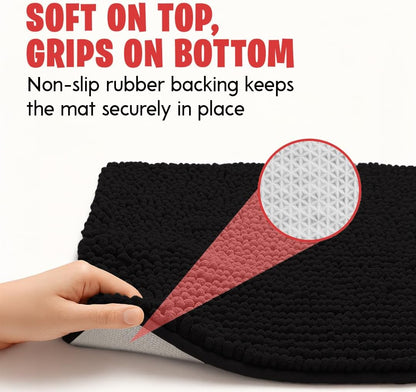 MudGuard Mat™ Dog Door Mat for Muddy Paws, Super Absorbent Microfiber, Non-Slip Indoor Mat, Quick Dry Chenille Mud Mat for Dogs & Entryway, Washable, Grey 19" x 30"