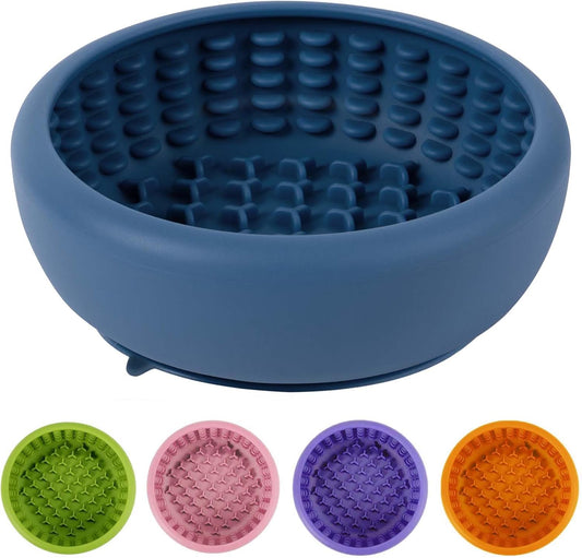Dog Lick Bowl, ZOURYNUA Non-Slip Slow Feeder Dog Bowls, Enrichment Licking Mat for Distraction, Anxiety Relief Treat Dispenser Freezer, BPA Free Silicone & Dishwasher Safe (Pink, Small)