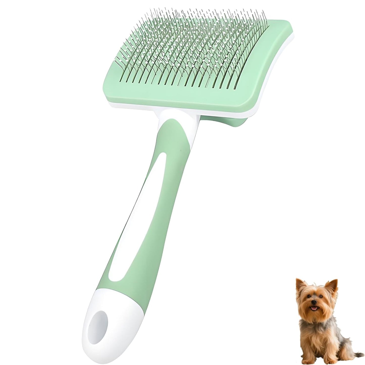 Self Cleaning Slicker Dog Brush for Small Long-Haired Breeds, One-Click Hair Removal, Puppy Essentials, Fit Yorkie, Shih Tzu, Maltese, Maltipoo, Pomeranian, Pet Grooming Tool (Pink)