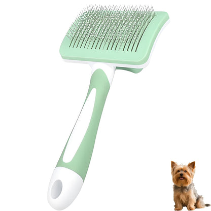 Self Cleaning Slicker Dog Brush for Small Long-Haired Breeds, One-Click Hair Removal, Puppy Essentials, Fit Yorkie, Shih Tzu, Maltese, Maltipoo, Pomeranian, Pet Grooming Tool (Pink)