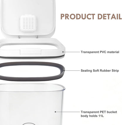 6 lbs Airtight Dog Cat Food Storage Container and Dog Treat Containers BPA-Free, PET Clear Stackable Pet Storage Bin, 1-Cup Scoop, 1-Sponge cleaning brush, Pop Top, With handle, Easy Mobility-Medium