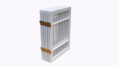 Urnporium Freestanding Wooden Dog Gate for Doorways – Foldable Acacia Wood Pet Gate, No Drill Portable Indoor/Outdoor Puppy Fence Barrier (White Pet Gate, 3 Panel 24" Tall)