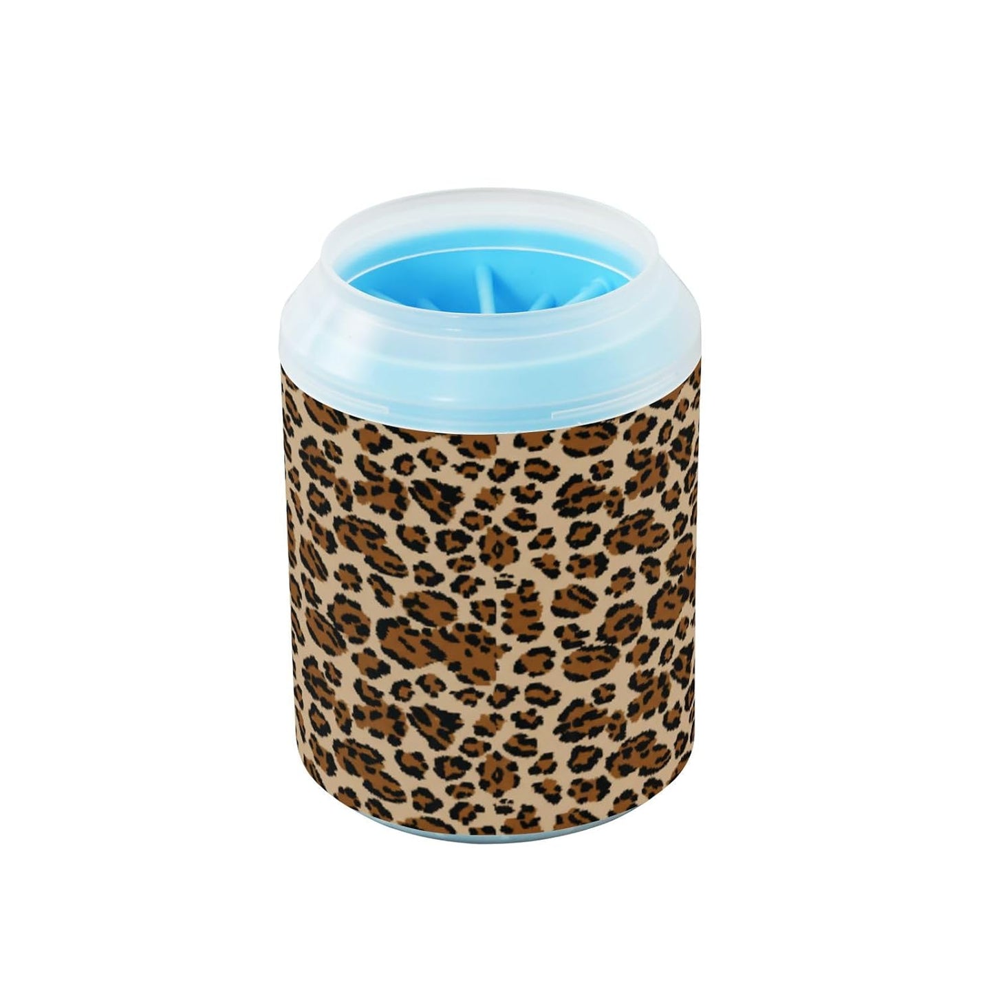 Leopard Print Dog Paw Cleaner Cup,Pet Foot Cleaner with Detachable Brush Paw Washer for Small Medium Large Dogs and Cats