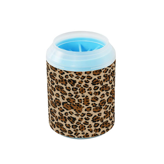 Leopard Print Dog Paw Cleaner Cup,Pet Foot Cleaner with Detachable Brush Paw Washer for Small Medium Large Dogs and Cats