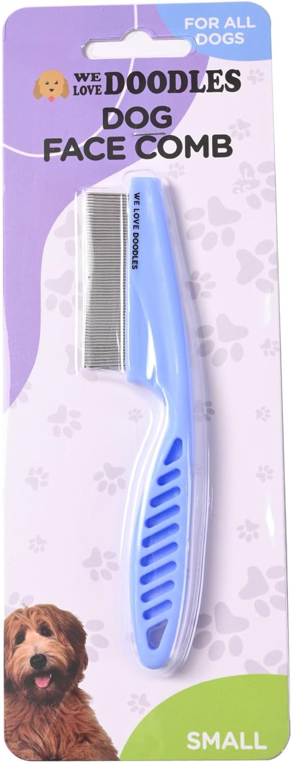 Dog Face Comb, Flea Comb for Dogs, Fine Tooth Tearstain Remover, Removes Crust and Mucus, Face Brush for Poodles & Other Breeds, Grooming Comb for Pets, Large + Small [We Love Doodles]