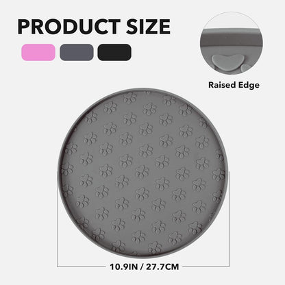 Silicone Pet Food Mat - Waterproof Dog & Cat Feeding Mat with High Lip to Prevent Spills & Protect Floors, Black