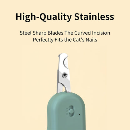 PAKEWAY Pet Nail Clipper with LED & -U-V Light, Cat Claw Trimmer with Ultra Bright LED Light for Nail Bloodline to Avoid Over Cutting, Sharp Angled Blade Grooming Tool for Dog Cat Rabbit Small Animals