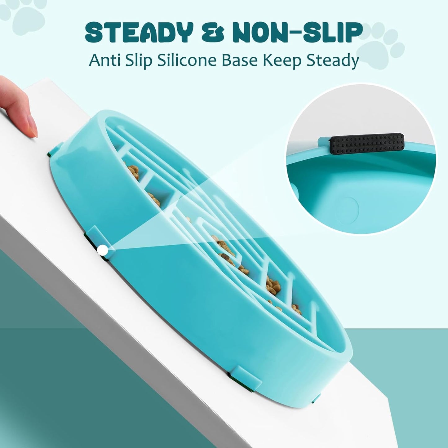 WHIPPY Slow Feeder Dog Bowl, Puzzle Maze Design to Slow Down Eating, 3-Cup Capacity, Anti-Gulping Food Bowl for Medium & Large Dogs,Black