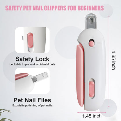 Cat Nail Clipper and Trimmer with 3 Adjustable Safety Levels Trimming Hole, Professional Indoor Kitten Supplies, Puppy Grooming Tools, with Debris Catcher & Hidden Nail File Blue