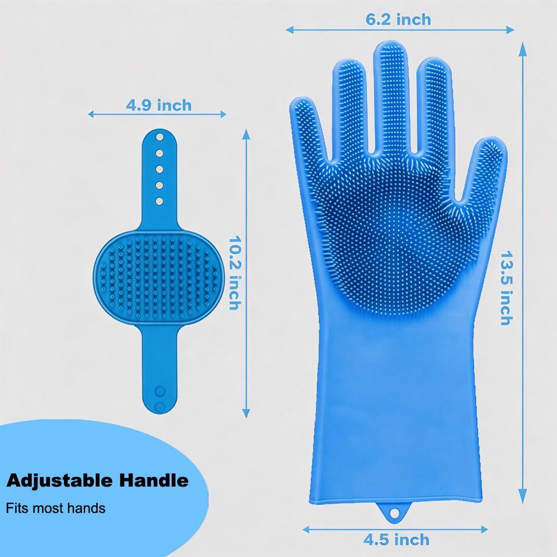 3PCS Dog Bath Supplies - Dog Washing Gloves and Pet Shampoo Brush, Wash Mitt with 3000 Soft Bristles, Adjustable Handle Scrubber for Bath, Massage and Grooming