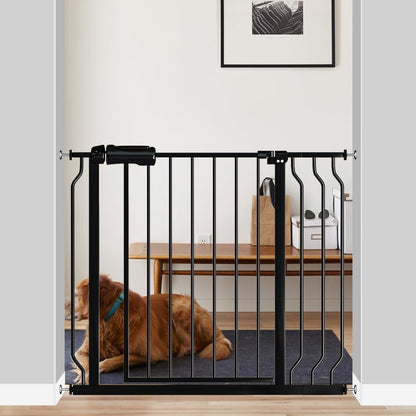 Fairy Baby Extra Wide Baby Gate Black 57.5-62 Inch Wide, Walk Through Pressure Mounted No Drill for Doorways, Long and Large Tension Dog Gates for Pet and Kids