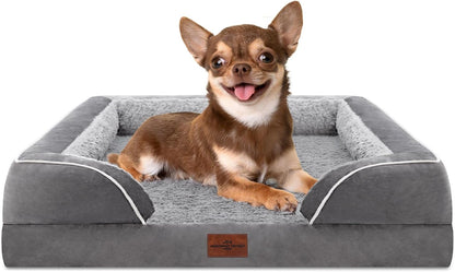 Comfort Expression Orthopedic Dog Bed for Extra Large Dogs 42x30 Inch, Waterproof Egg Crate Foam XL Pet Bed with Removable Bolsters, Dog Couch with Washable Cover & Non-Slip Bottom, Grey - Colors A