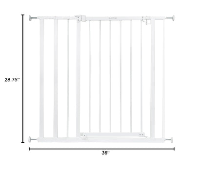 Summer Infant Everywhere Extra Tall & Extra Wide Pet and Baby Gate, 28.75" - 39.75" Wide, 36" Tall, Pressure and Hardware Mounted, Install In-Between Rooms, Doorways and Stairways - White Metal