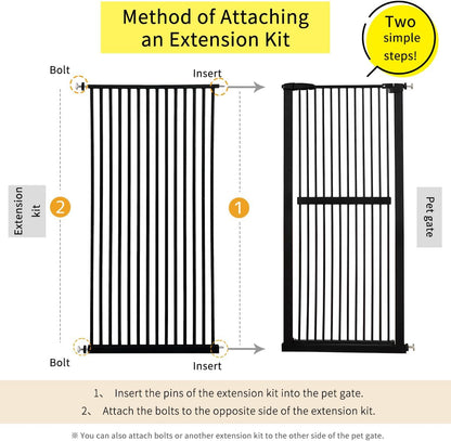 Lumizone Extra Tall Cat Gate 61.02" High Pressure Mounted Extra Wide 30.12"-34.05" (17Sizes) 1.37" Gap No Drilling Auto-Close Tall Pet Gate for Dogs (Black, 30.12"-34.05" W)