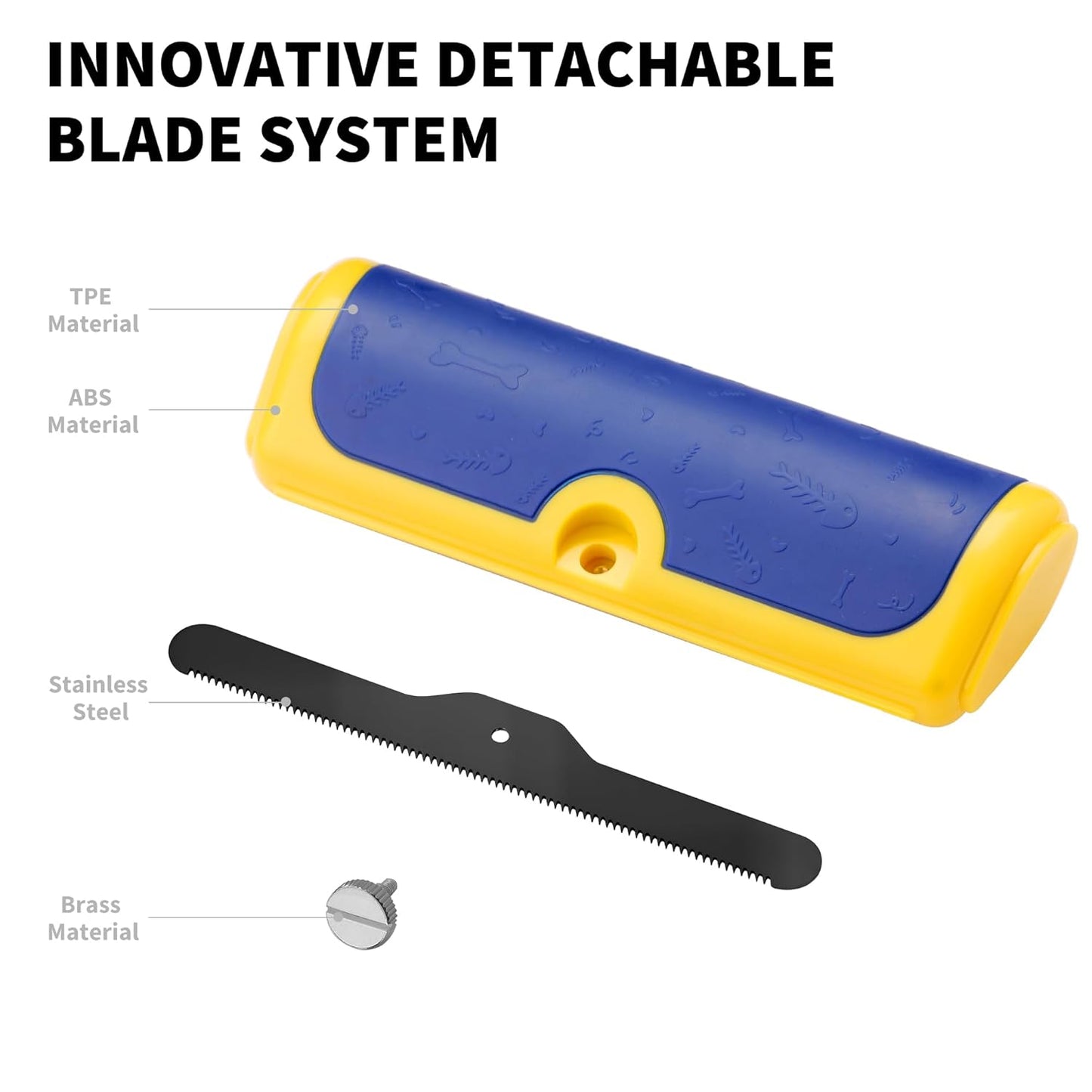 Dog Deshedding Brush & Shedding Blade, Dog Brush for Shedding, Undercoat Grooming Tool for Short & Medium Fur & Double Coats, Replaceable Metal Blade, Black