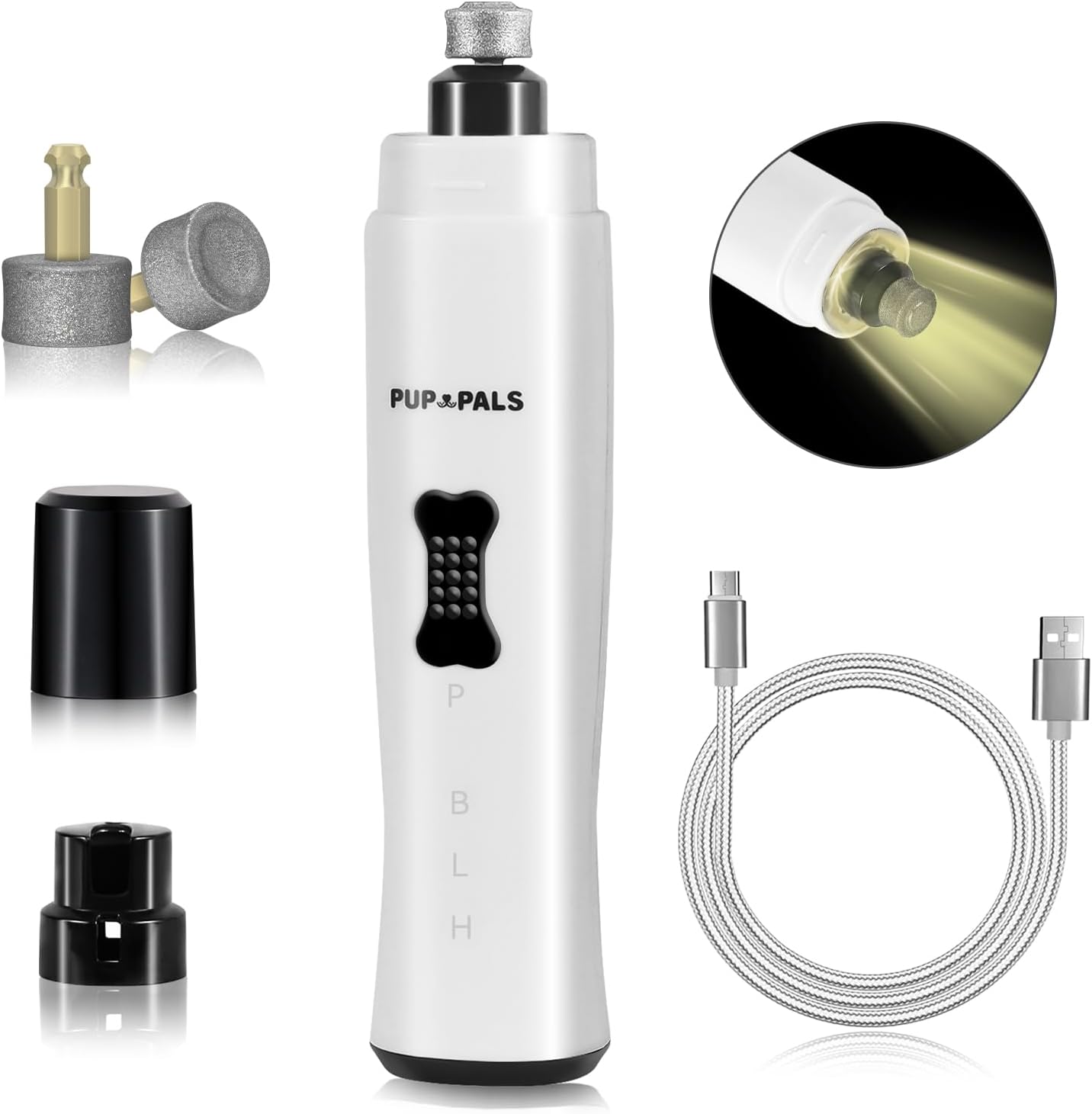 Dog Nail Grinder with 5 LED Shadow Free Light, Dog Nail Trimmer Protect Pet Paws from Over Grinding with 2 Speed Super Power Motor for Small, Medium and Large Dogs & Cats Paws Grooming