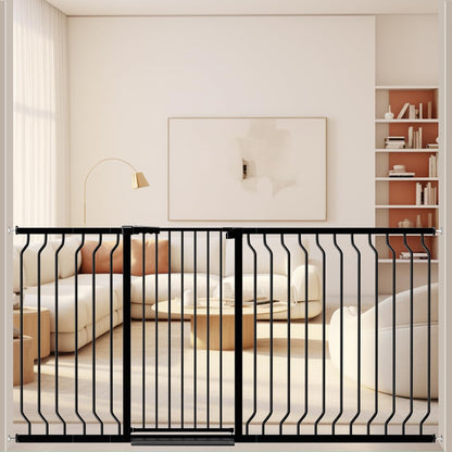 WAOWAO Extra Tall 40.55" Baby Gate 29.92-63.38" Wide Pressure Mounted Walk Through Swing Auto Close Safety White Metal Toddler Child Dog Pet for Indoor Stairs,Doorways,Kitche
