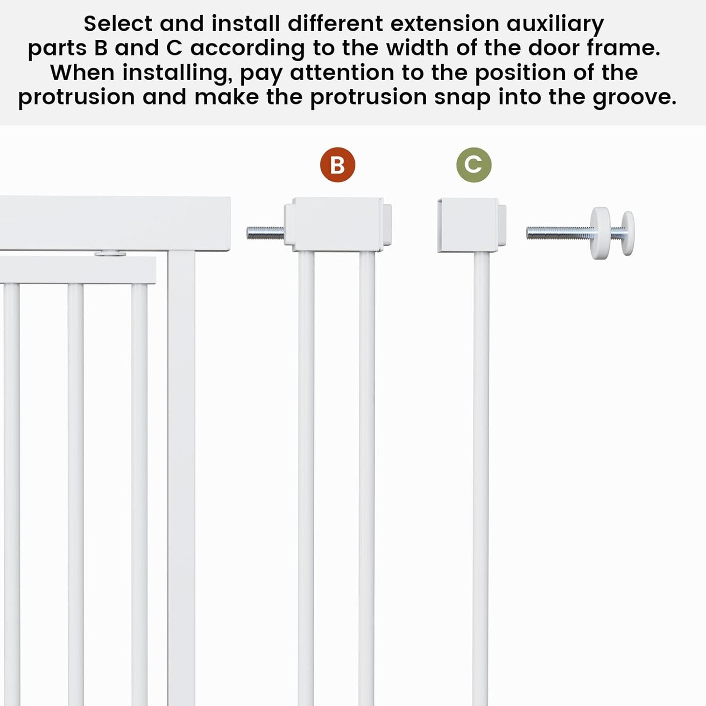 Gardner Pet Extra Tall Cat Gate 49"-86" Adjustable Height, Tall Pet Gate for Doorways/Hallways with 27.5"-37" Adjustable Width Baby Gate with 4 Extensions Kits, No Drilling Pressured Mounted (Black)