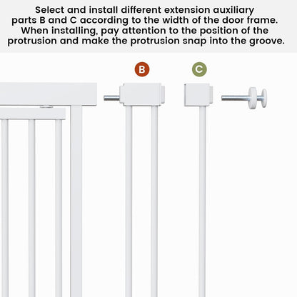Gardner Pet Extra Tall Cat Gate 49"-86" Adjustable Height, Tall Pet Gate for Doorways/Hallways with 27.5"-37" Adjustable Width Baby Gate with 4 Extensions Kits, No Drilling Pressured Mounted (Black)