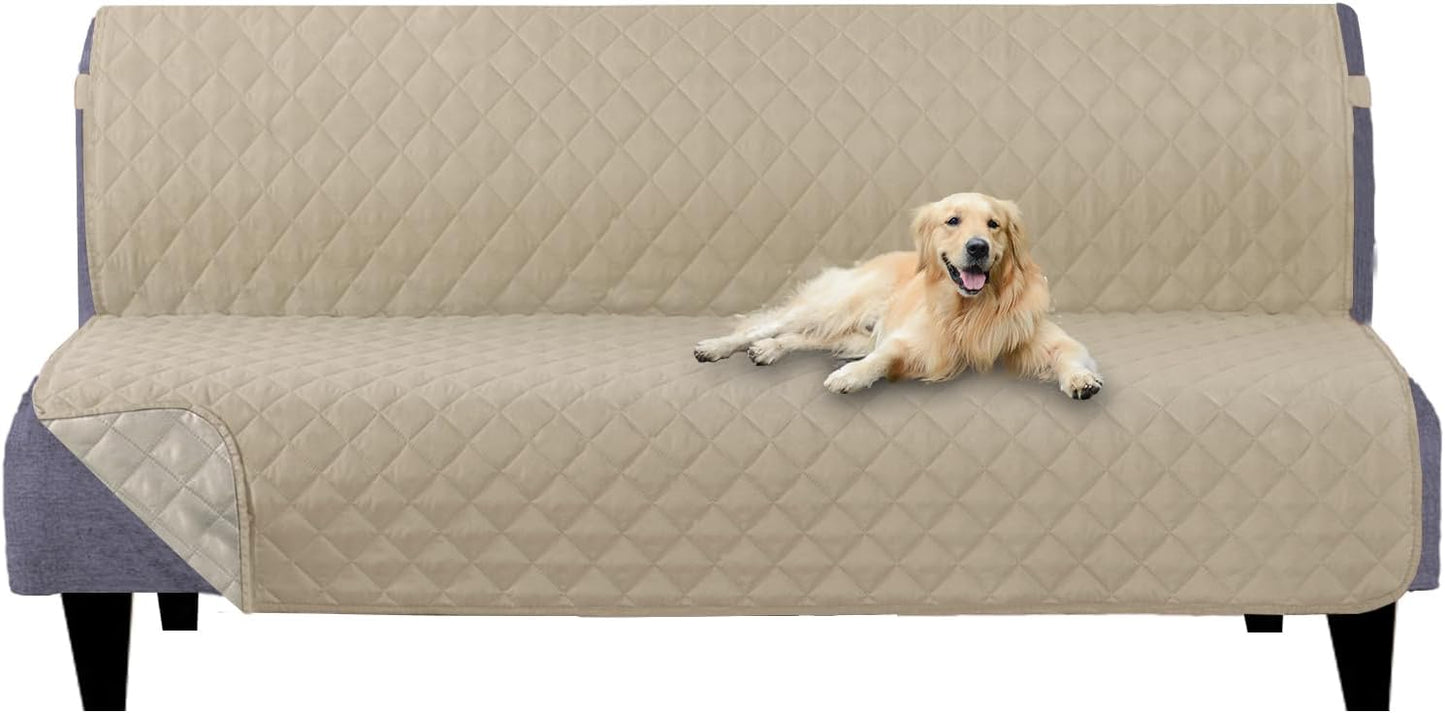 U-NICE HOME Reversible Sofa Cover Washable Couch Cover for Dogs Friendly with Elastic Straps Water Repellent Furniture Protector for 3 Cushion Couch (Sofa, Coffee/Beige) - Colors B