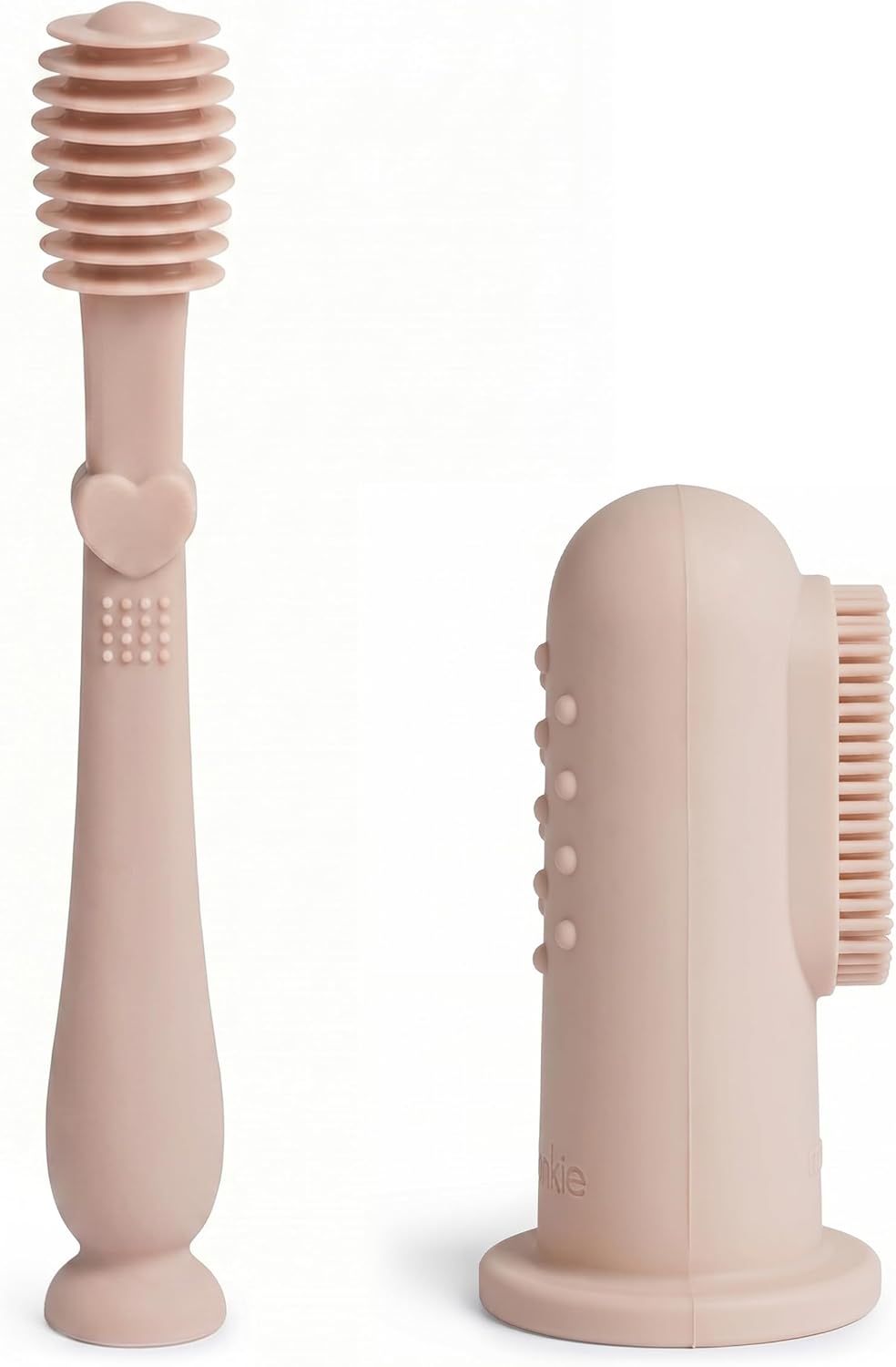 Moonkie Baby Finger Toothbrush Tongue Oral Cleaner Kit for 3 Months +, 3 Pcs (Clay/Ivory/Clay)