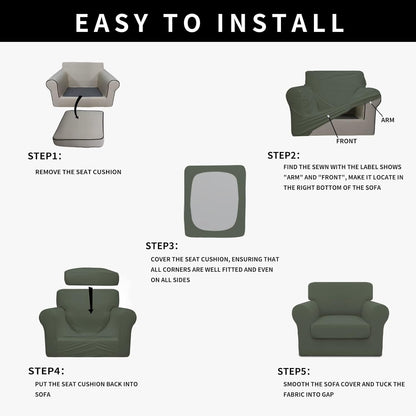 Easy-Going 100% Dual Waterproof 4 Pieces Stretch Soft Couch Cover for Dogs, Sofa Slipcover for 3 Separate Cushion Couch Leakproof Furniture Protector for Kids, Pets Dark Gray
